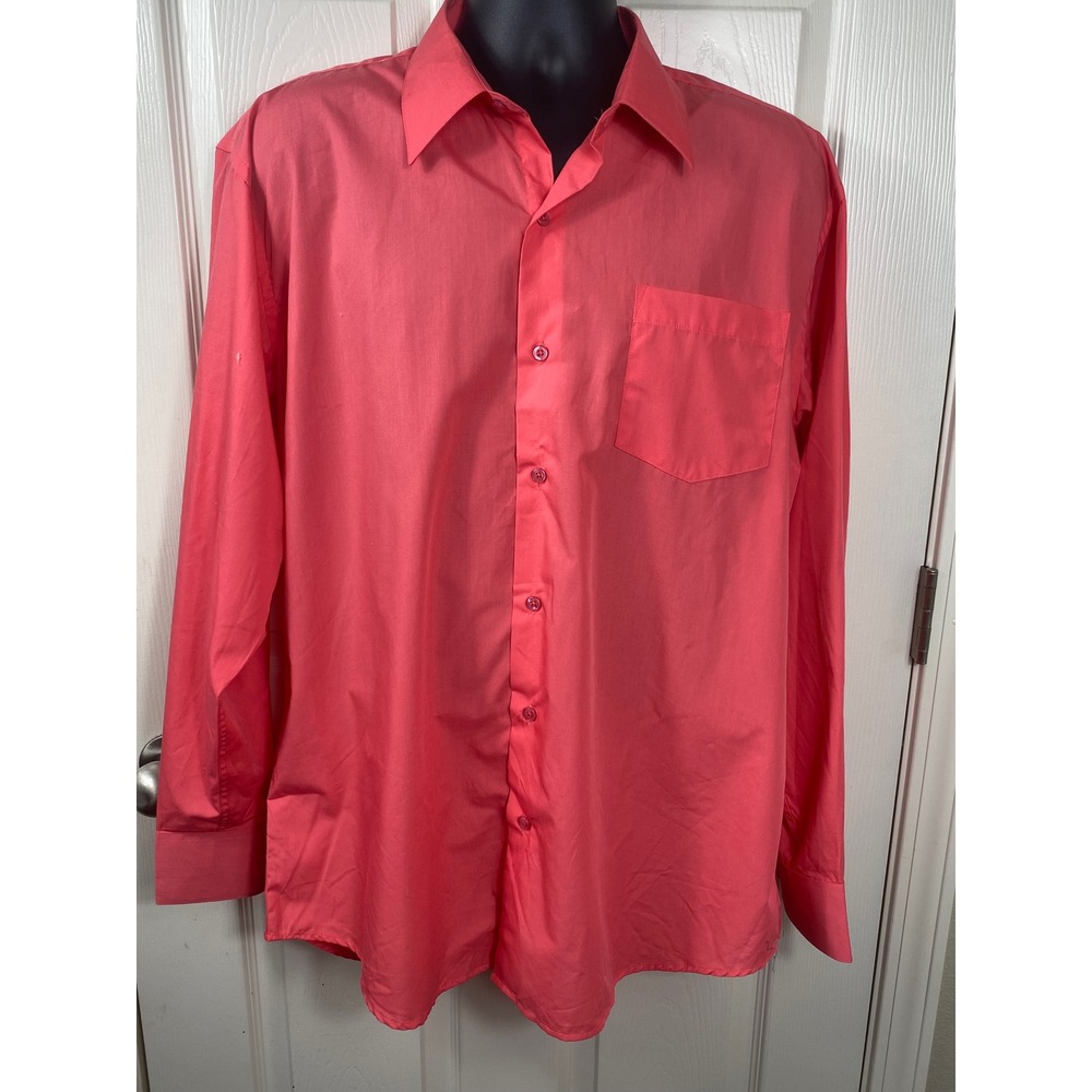 Berlioni Italy Mens XL Coral Dress Shirt‎ Long Sleeve Button Up